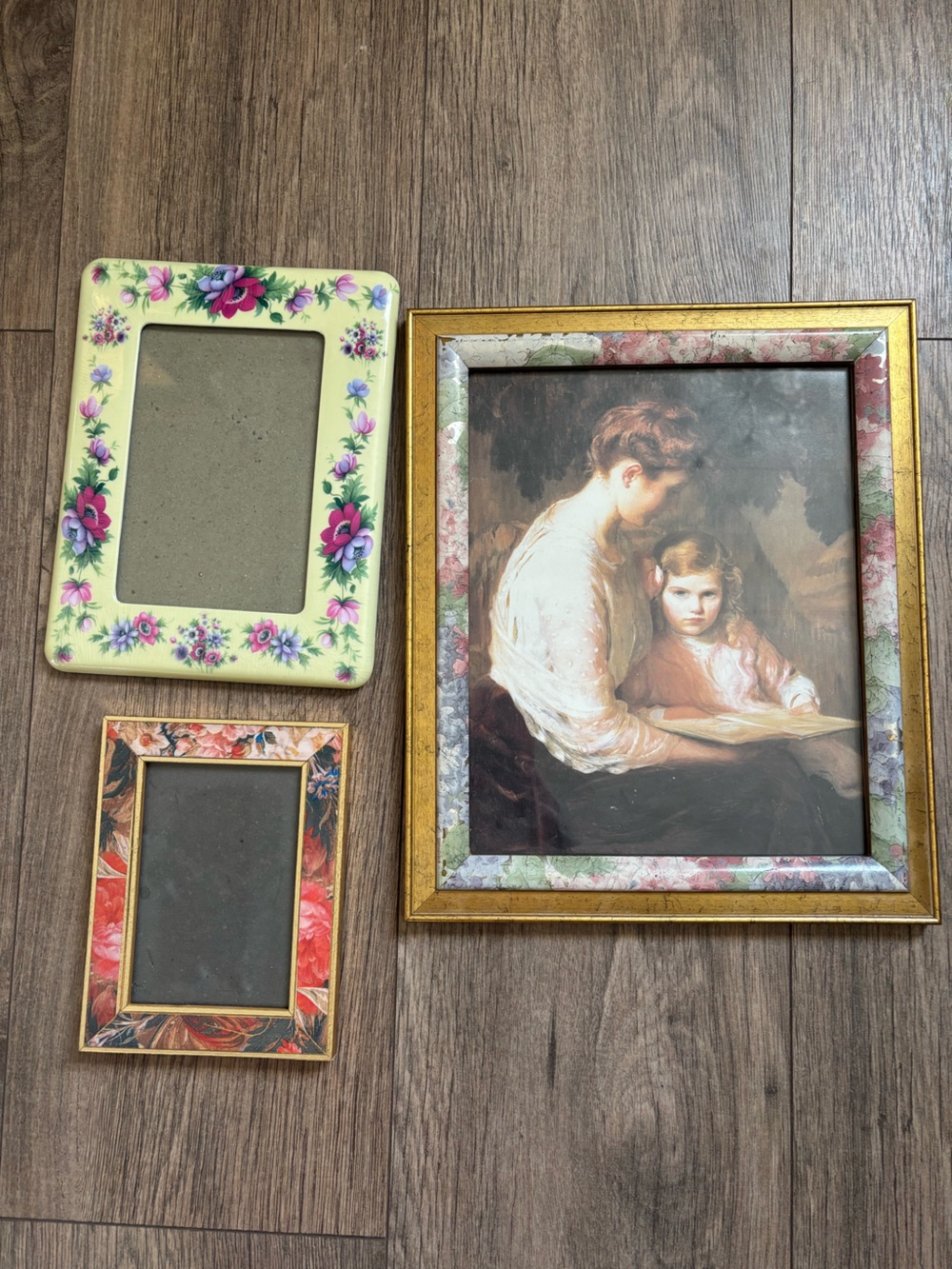 Classic Floral Gold Picture Frame with Pastel Accents